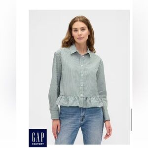 GAP Factory Women's Relaxed Cropped Poplin Peplum Shirt